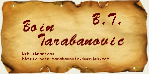 Boin Tarabanović vizit kartica